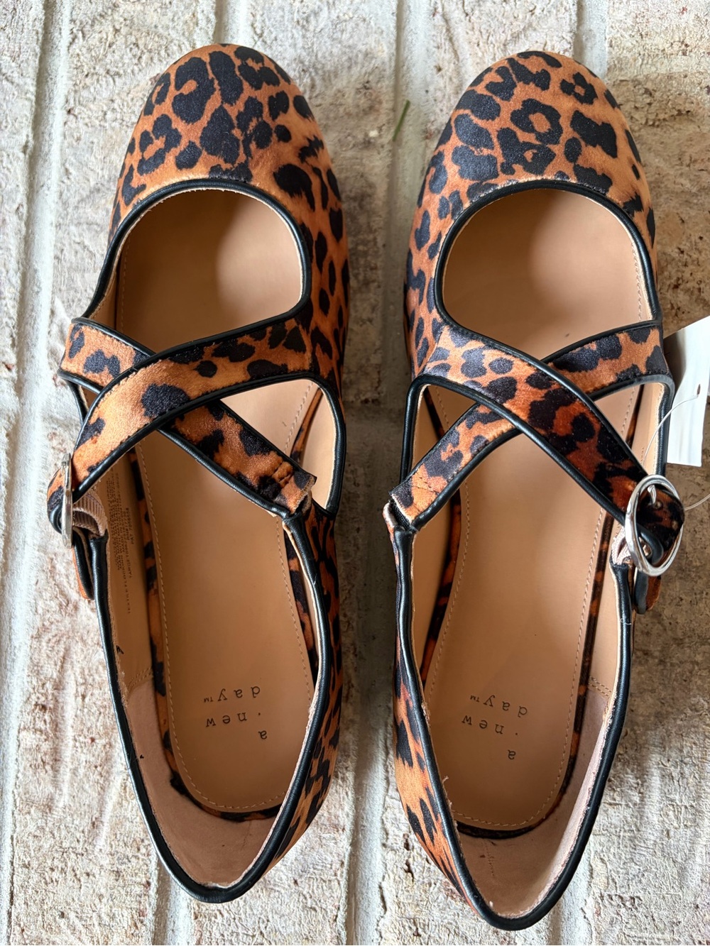 NWT Leopard Print Cross-Strap Mary Jane Flats Balletcore Indie Sleeze Shoes Sz 9
